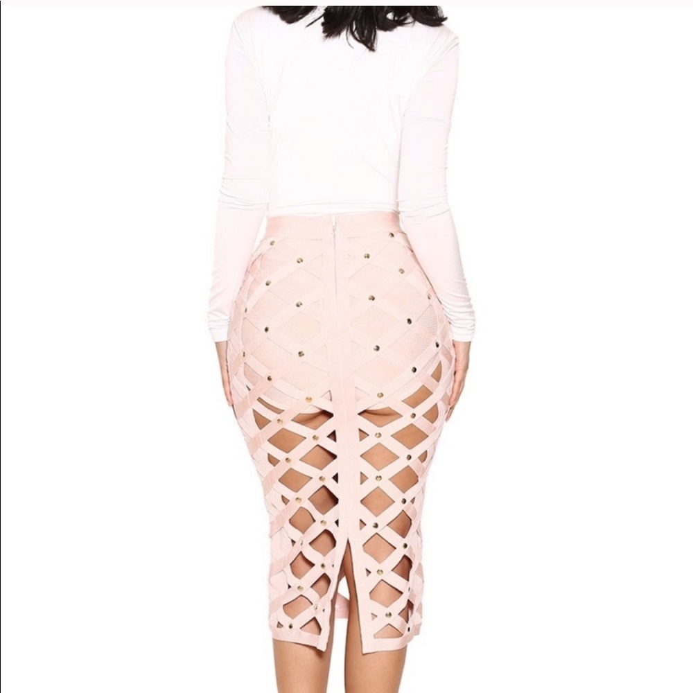 House Of CB Izumi Pink Bandage Cage Skirt